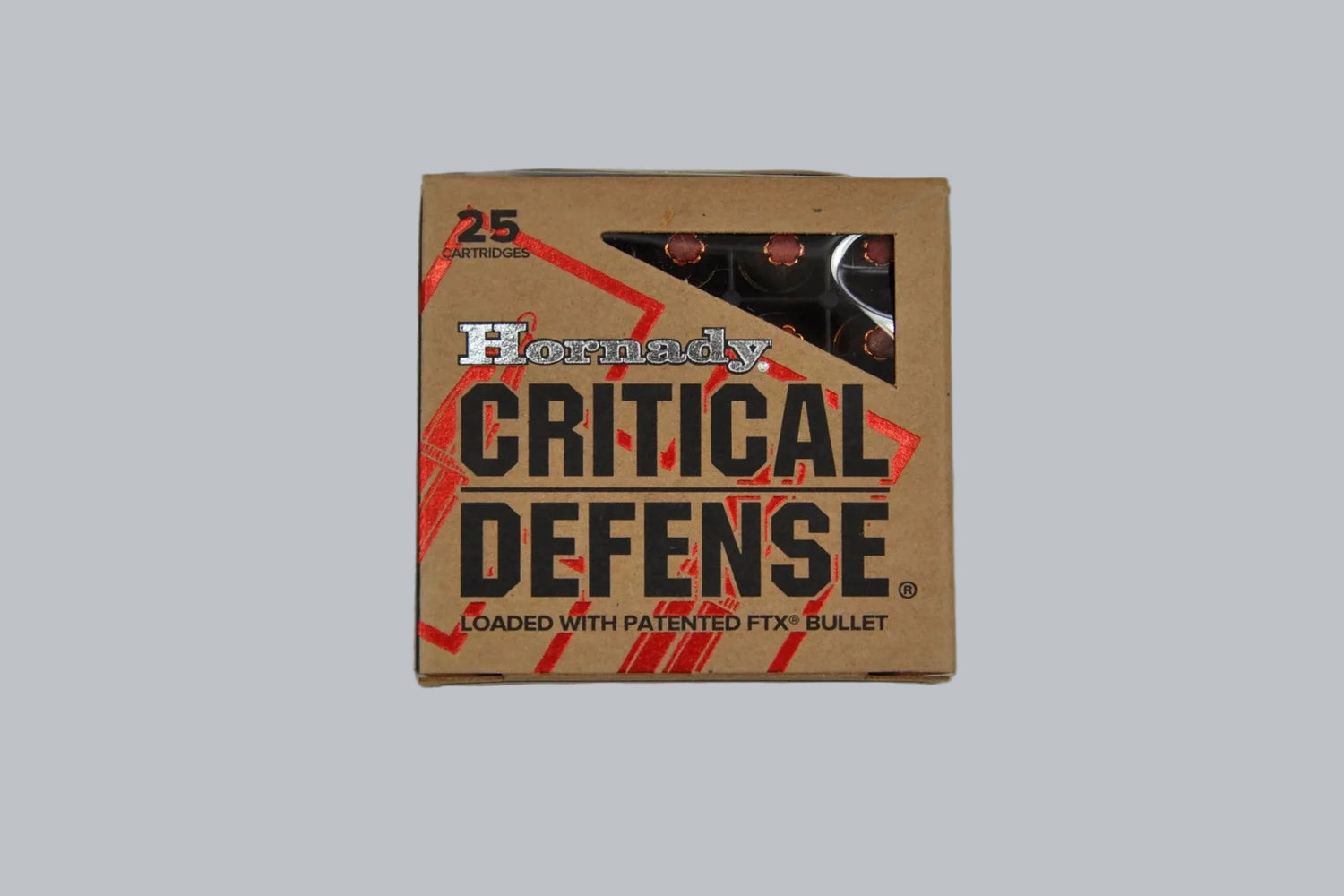 Munition Hornady Critical Defense FTX 9mm Luger 115gr Munition, 7,5g/115gr Geschossgewicht, 25 Patronen Inhalt.