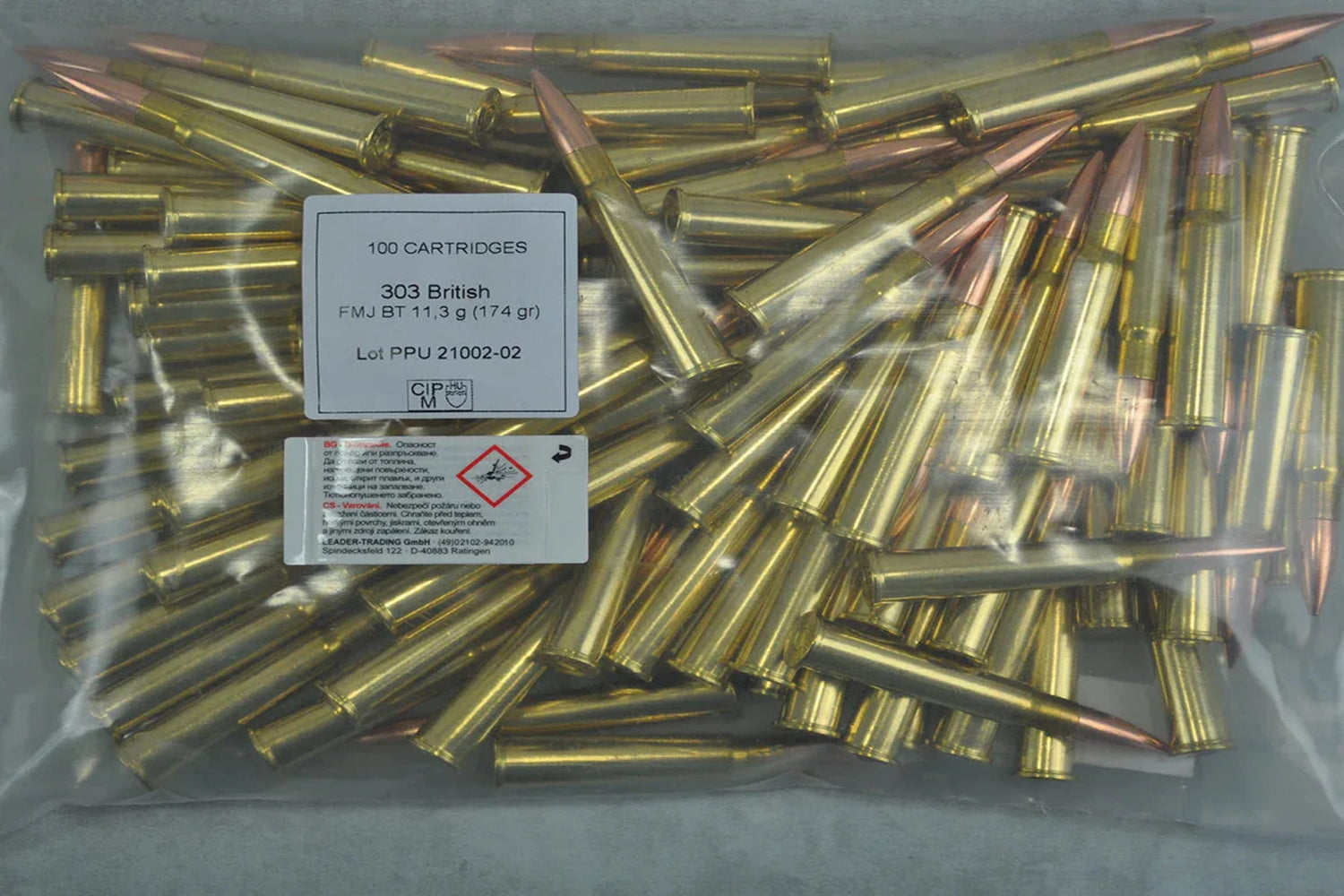 Munition PPU FMJ BT .303 British 100 Stück 174gr Munition, 11,3g/174gr Geschossgewicht, 100 Patronen Inhalt.