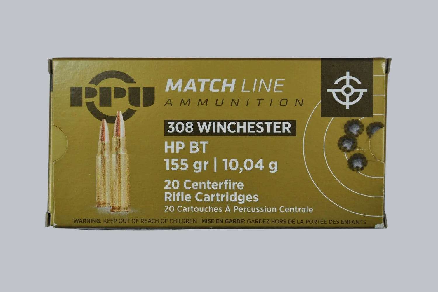 Munition PPU HPBT Match .308 Win. 155gr Munition, 10,0g/155gr Geschossgewicht, 20 Patronen Inhalt.