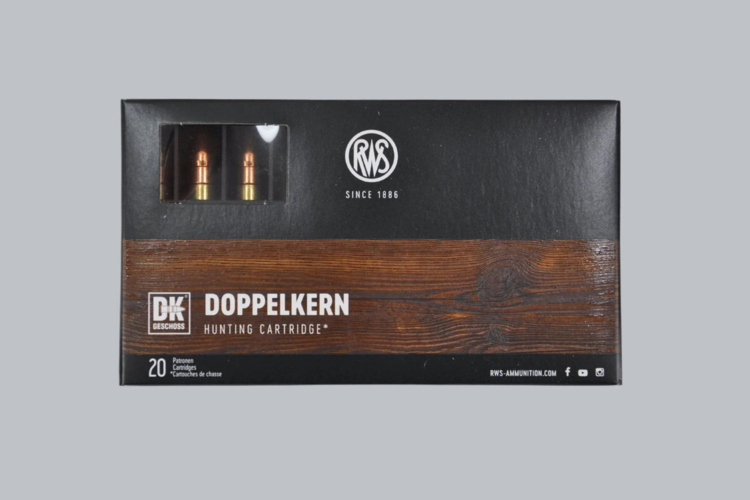 Munition RWS Doppelkern .308 Win. 165gr Munition, 10,7g/165gr Geschossgewicht, 20 Patronen Inhalt.