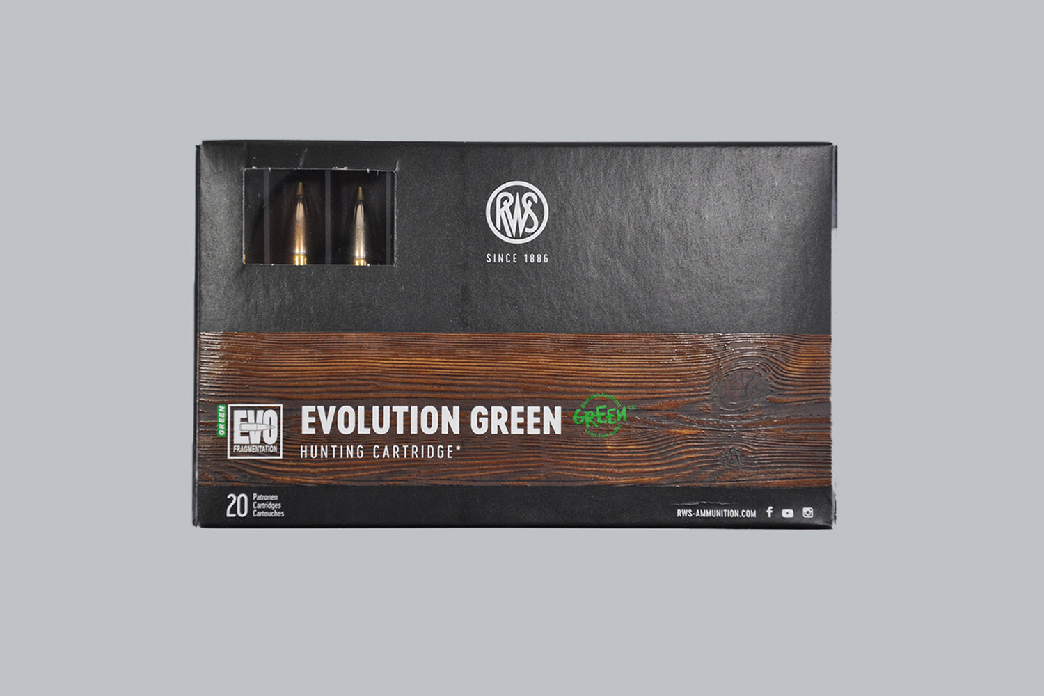 Munition RWS Evo Green .30-06 Spring. 139gr Munition, 9,0g/139gr Geschossgewicht, 20 Patronen Inhalt.