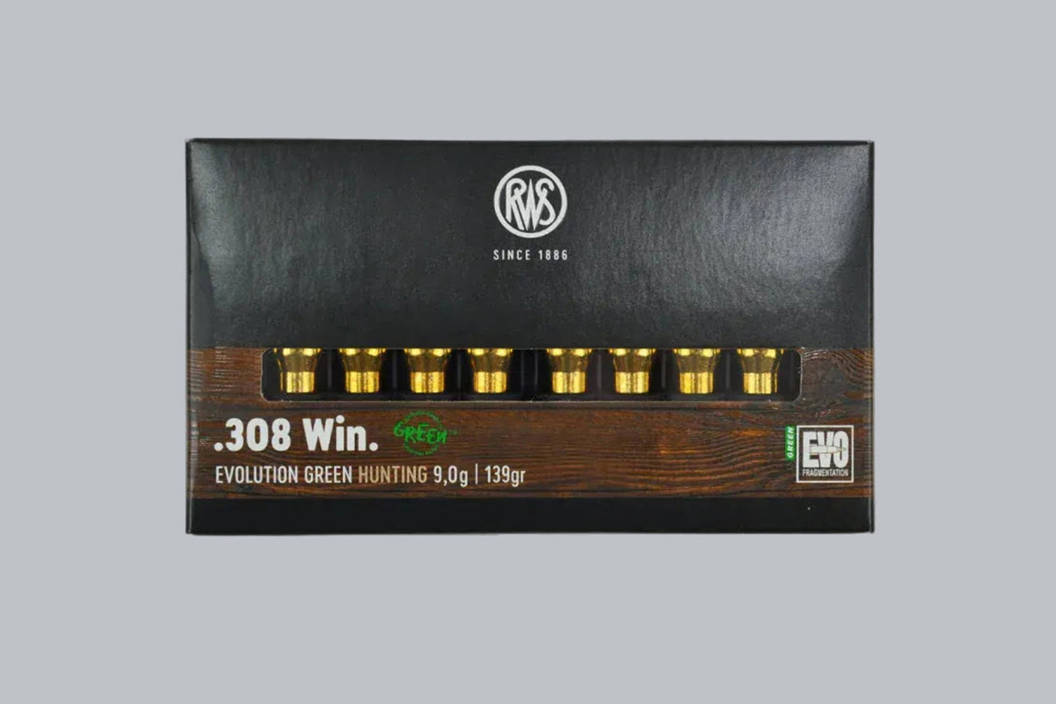 Munition RWS Evo Green .308 Win. 139gr Munition, 9,0g/139gr Geschossgewicht, 20 Patronen Inhalt.