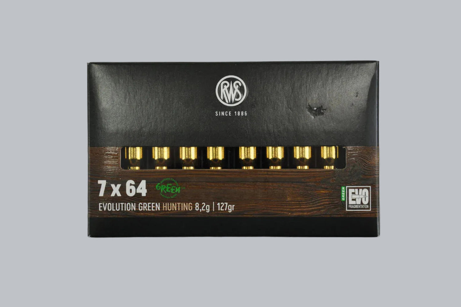 Munition RWS Evo Green 7x64 127gr Munition, 8,2g/127gr Geschossgewicht, 20 Patronen Inhalt.