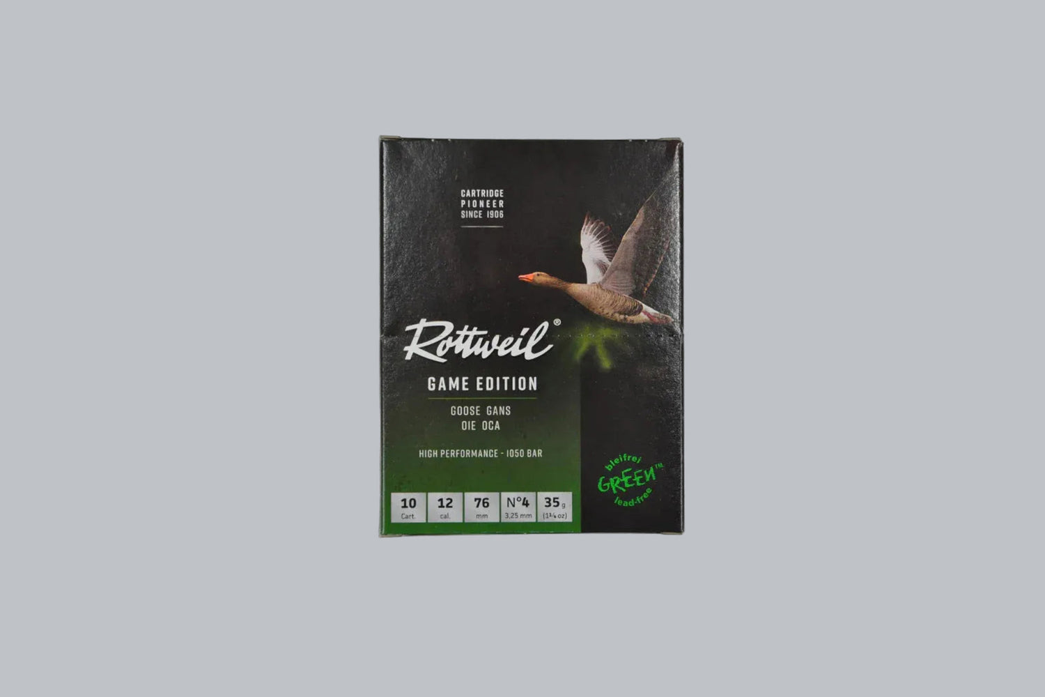 Munition Rottweil Game Edition Gans 12/76 35g 3,25mm Munition, 2,3g/35gr Geschossgewicht, 10 Patronen Inhalt.