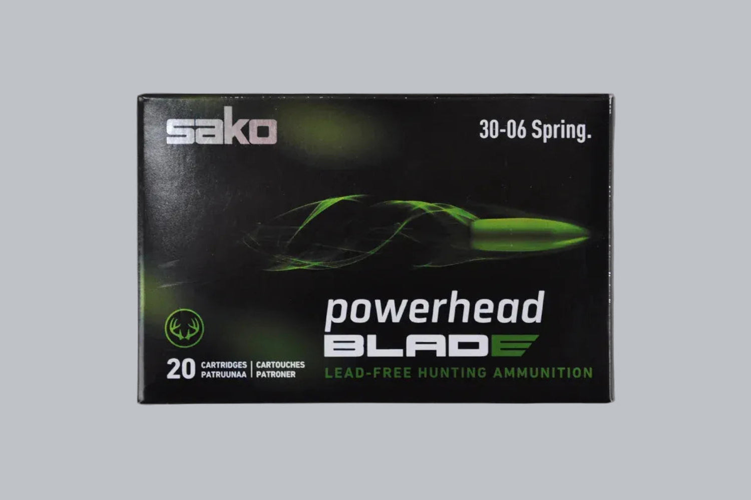 Munition Sako Powerhead Blade .30-06 Spring. 175gr Munition, 11,3g/175gr Geschossgewicht, 20 Patronen Inhalt.