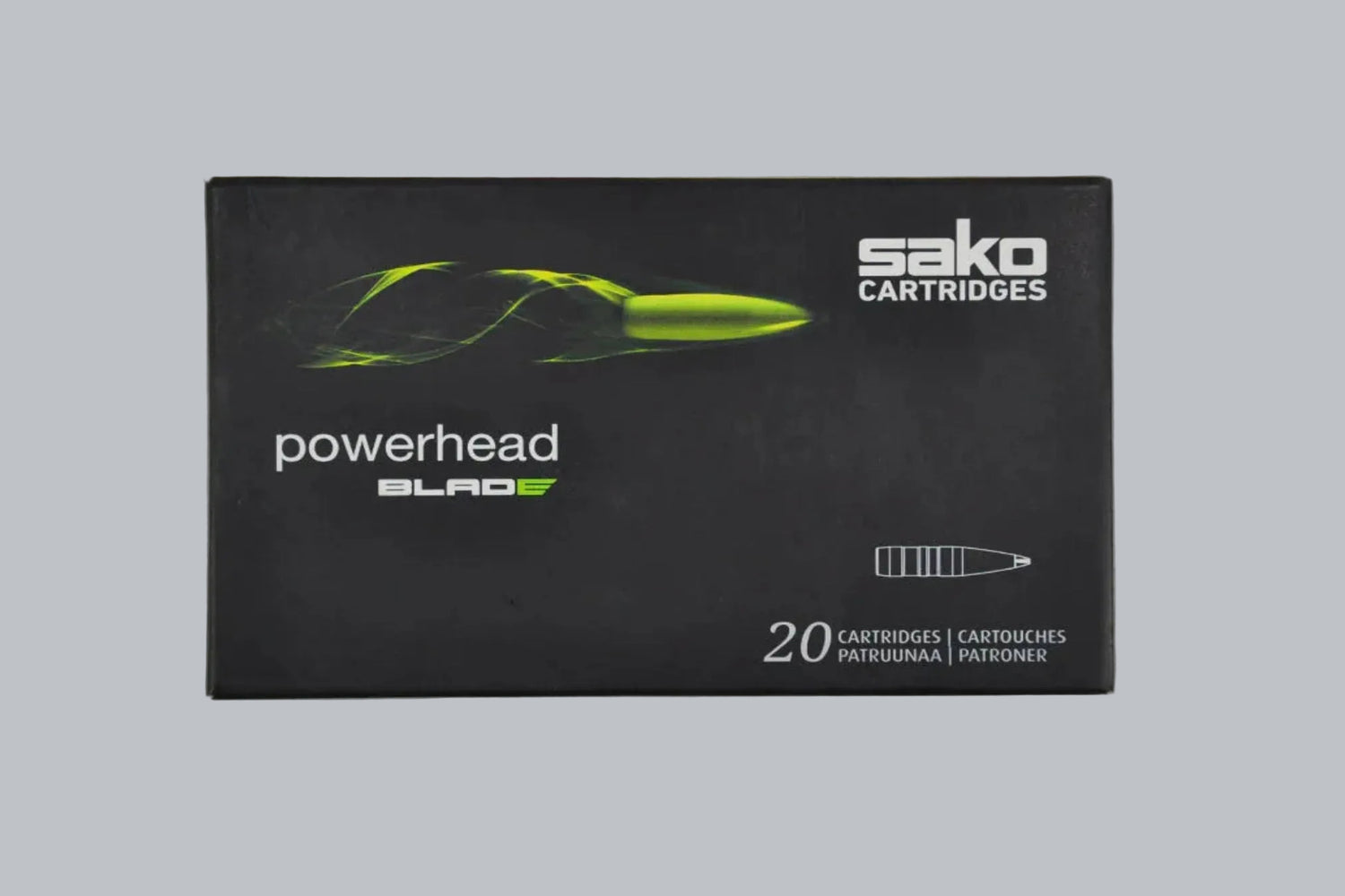 Munition Sako Powerhead Blade 6,5x55 SE 120gr Munition, 7,8g/120gr Geschossgewicht, 20 Patronen Inhalt.
