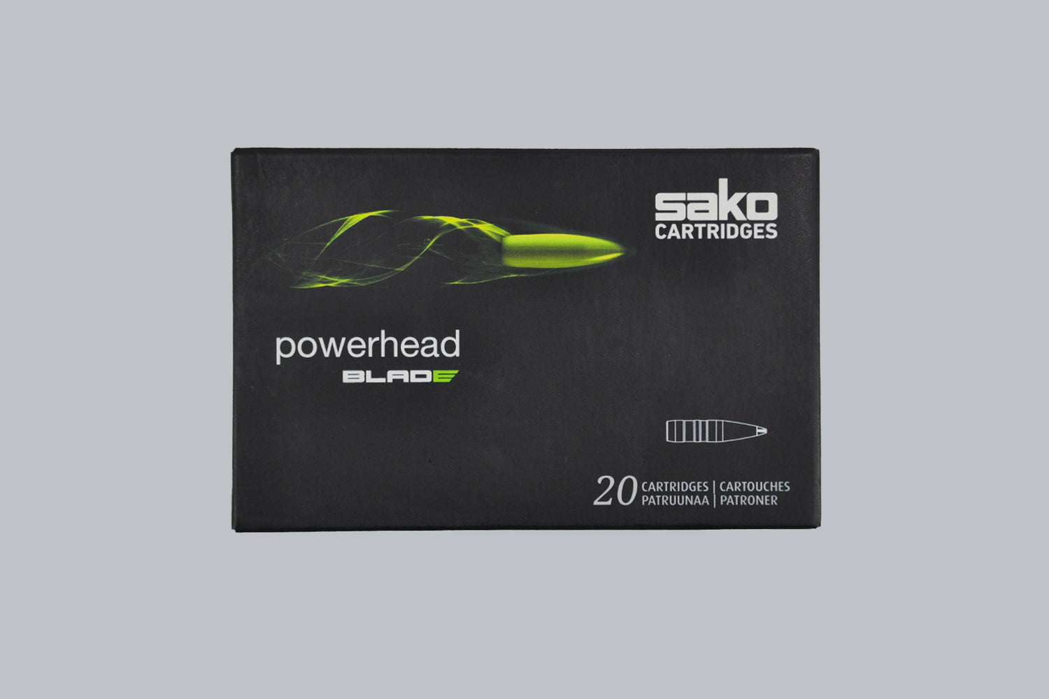 Munition Sako Powerhead Blade 9,3x62, 14,9g/230gr Geschossgewicht, 20 Patronen Inhalt.