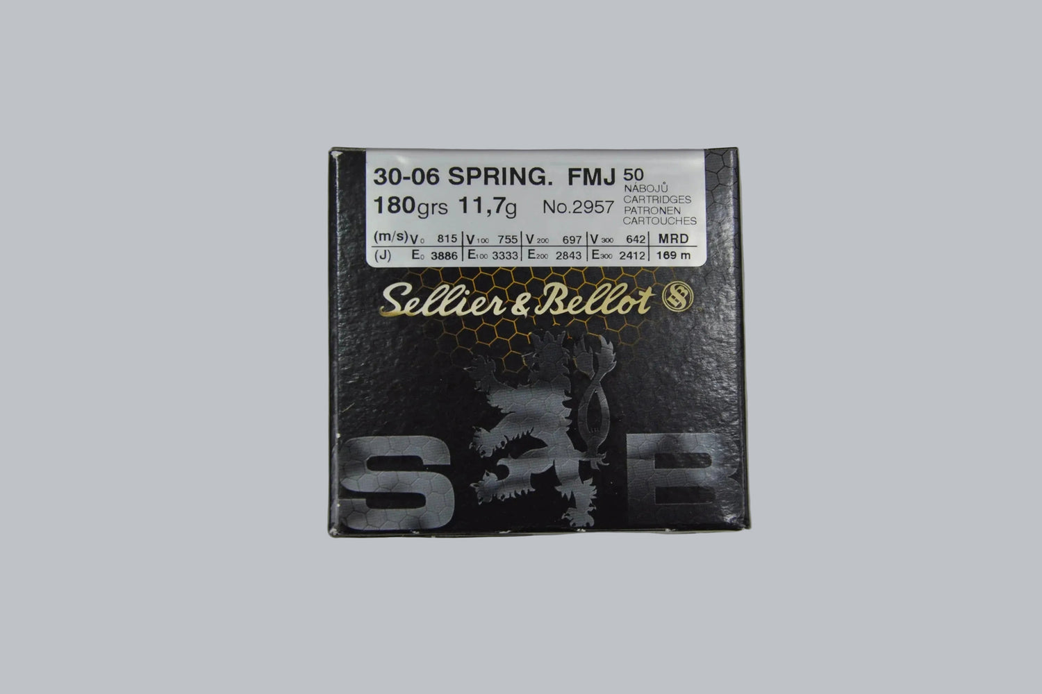 Munition Sellier & Bellot FMJ .30-06 Sprg. 180gr Munition, 11,7g/180gr Geschossgewicht, 50 Patronen Inhalt.