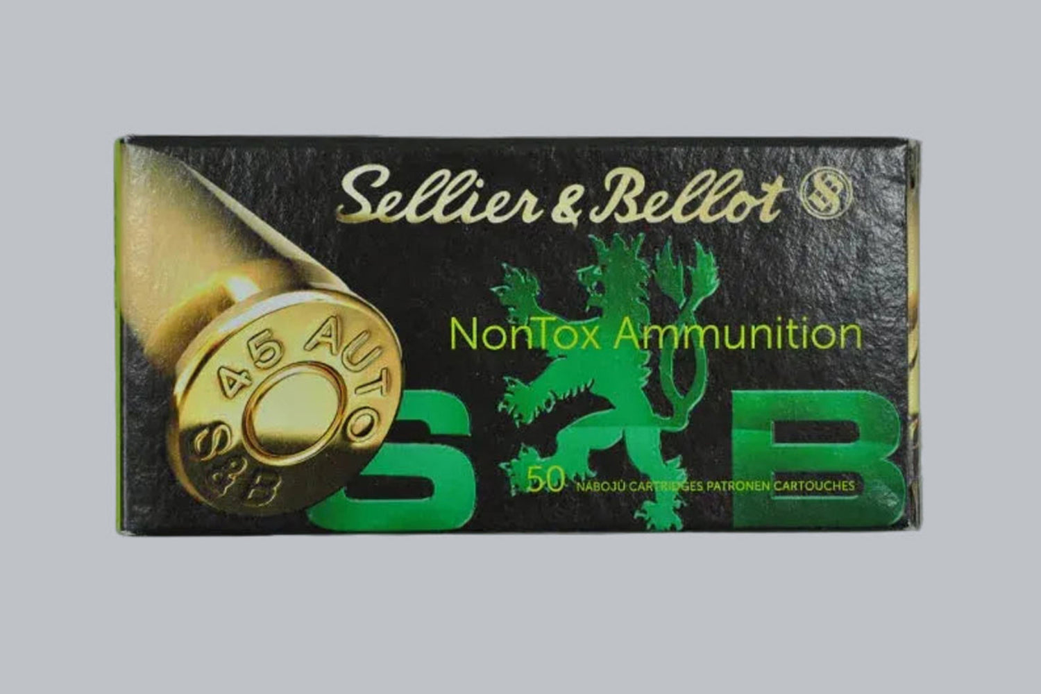 Munition Sellier & Bellot TFMJ NONTOX .45 ACP 230gr Munition, 14,9g/230gr Geschossgewicht, 50 Patronen Inhalt.