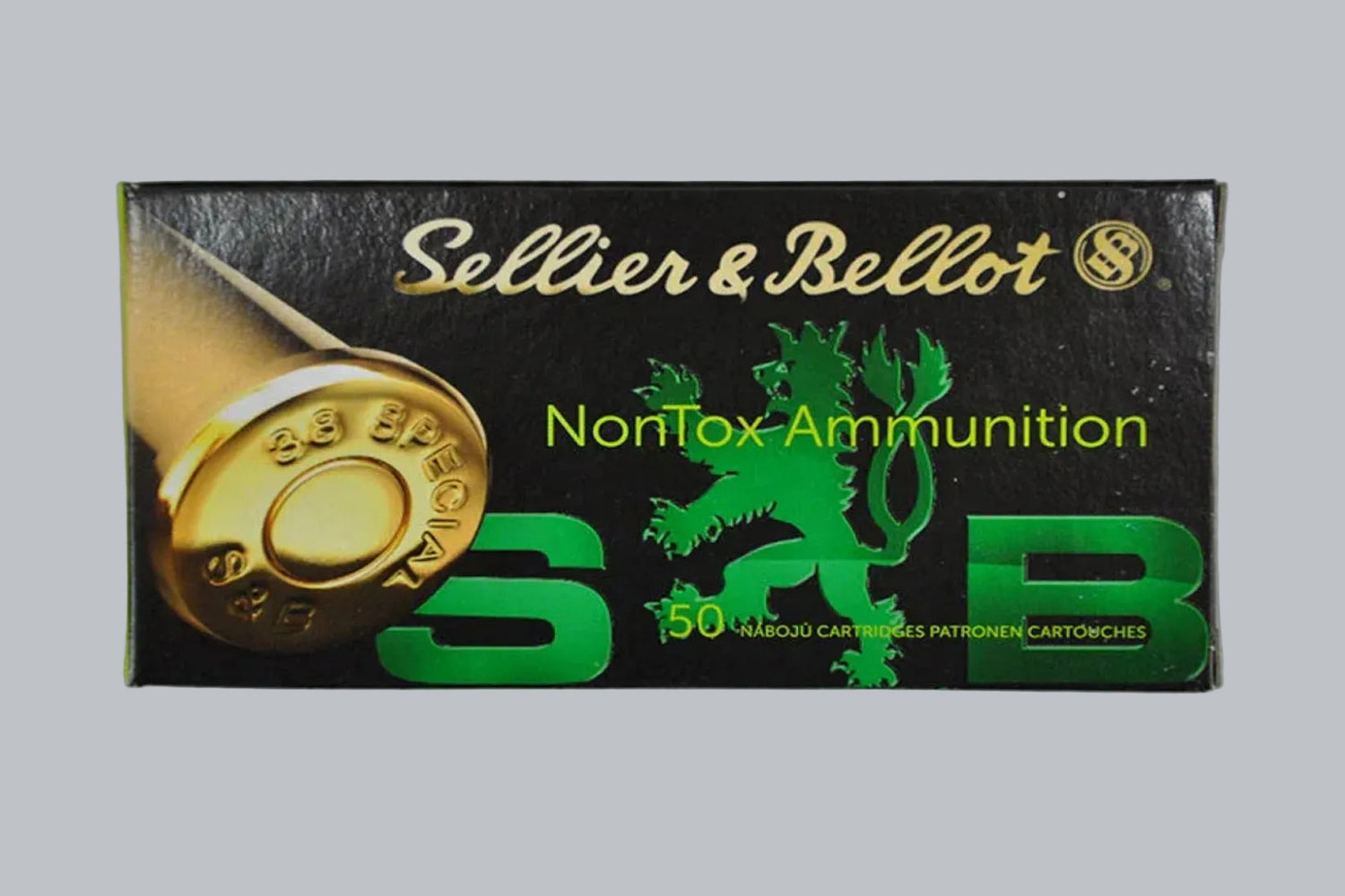 Munition Sellier & Bellot TFMJ NONTOX .38 Special 158gr Munition, 10,2g/158gr Geschossgewicht, 50 Patronen Inhalt.