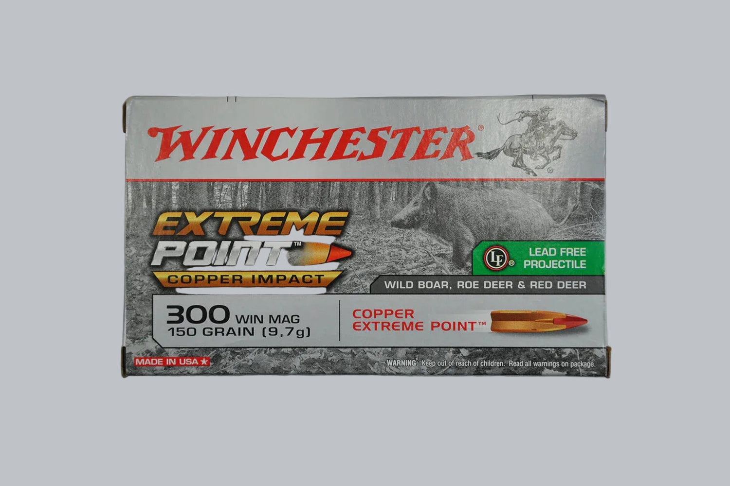 Munition Winchester Extreme Point .300 Win. Mag. 150gr Munition, 9,7g/150gr Geschossgewicht, 20 Patronen Inhalt.