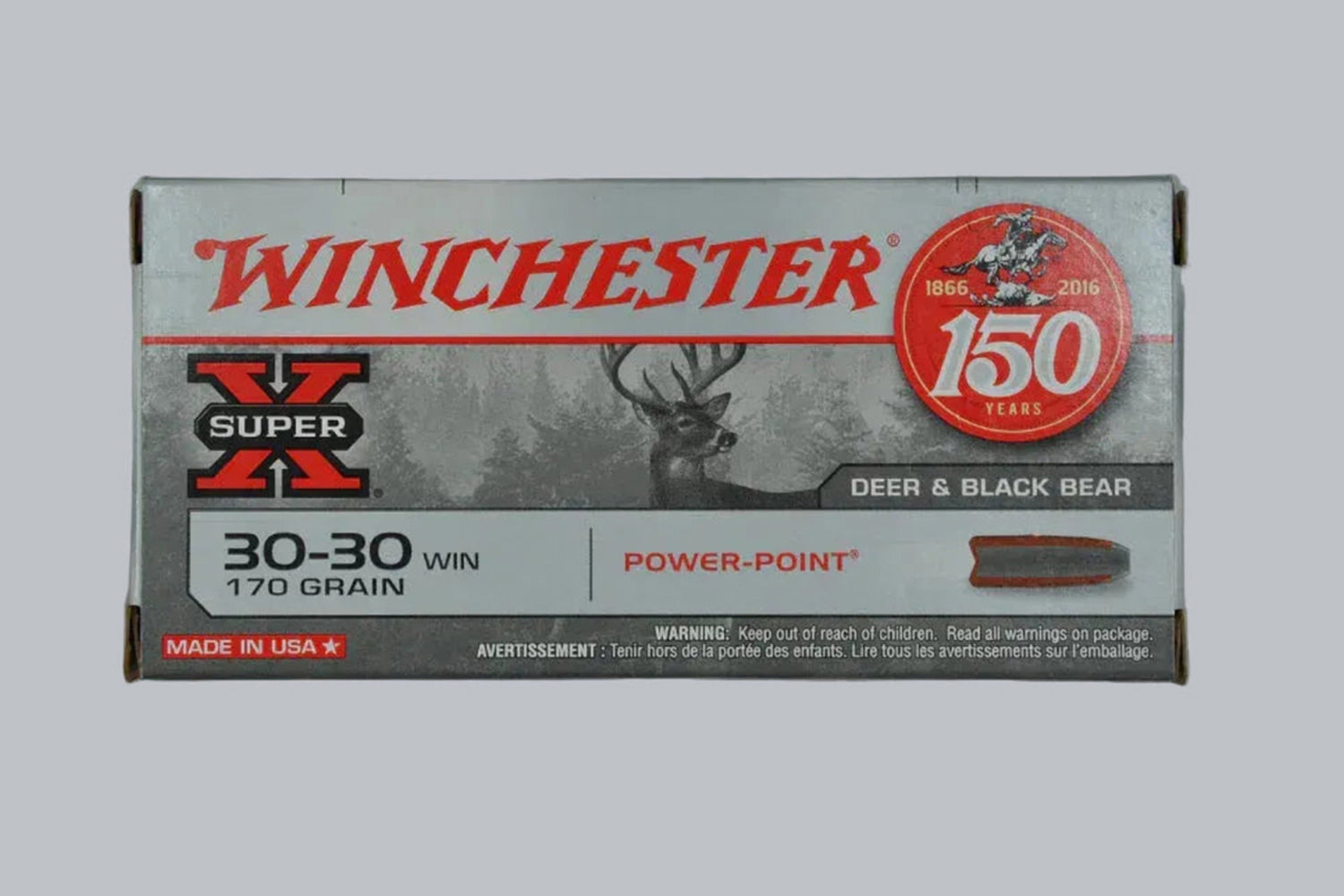Munition Winchester Super-X Power-Point .30-30 Win. 170gr Munition, 11,0g/170gr Geschossgewicht, 20 Patronen Inhalt.
