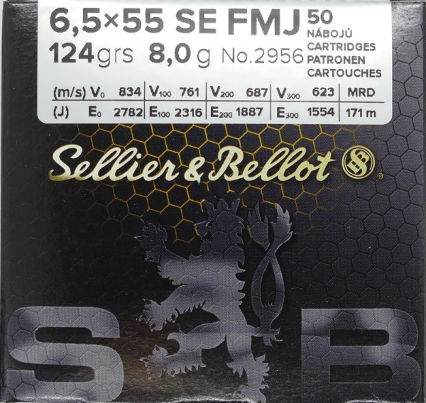 Sellier &amp; Bellot 6,5x55 SE FMJ 124gr
